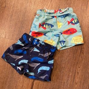 2 pair- 12 month boys swim shorts
